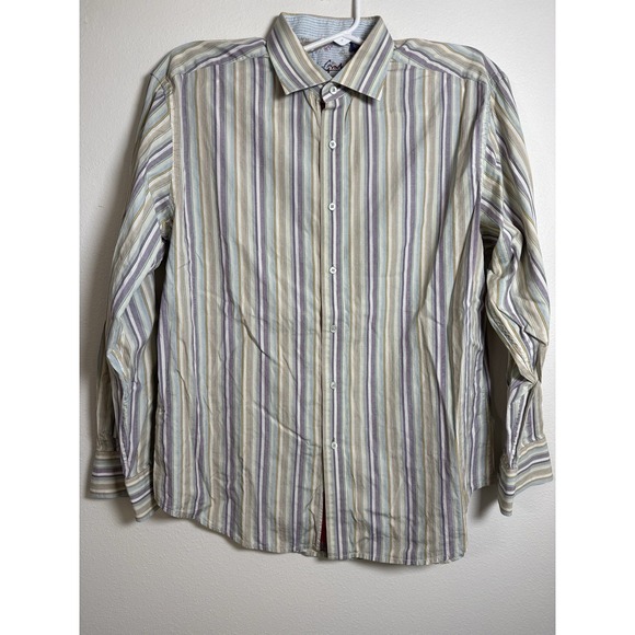 Robert Graham Men's 2XL Button Shirt Multicolor Stripe Flip Cuff Embroidered - Picture 1 of 9